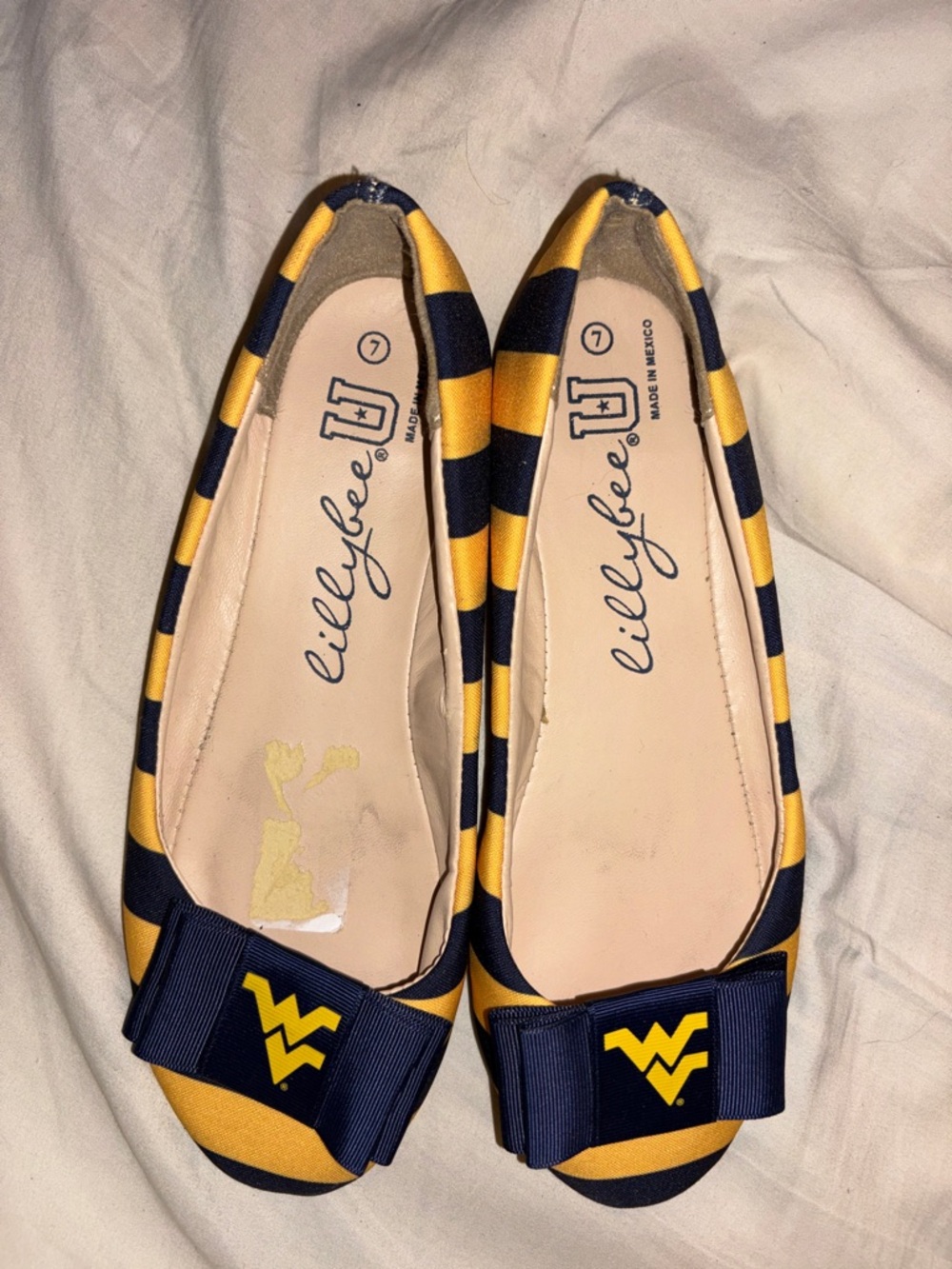 LillyBee U West Virginia University Mountaineers Ballerina Flats Size 7